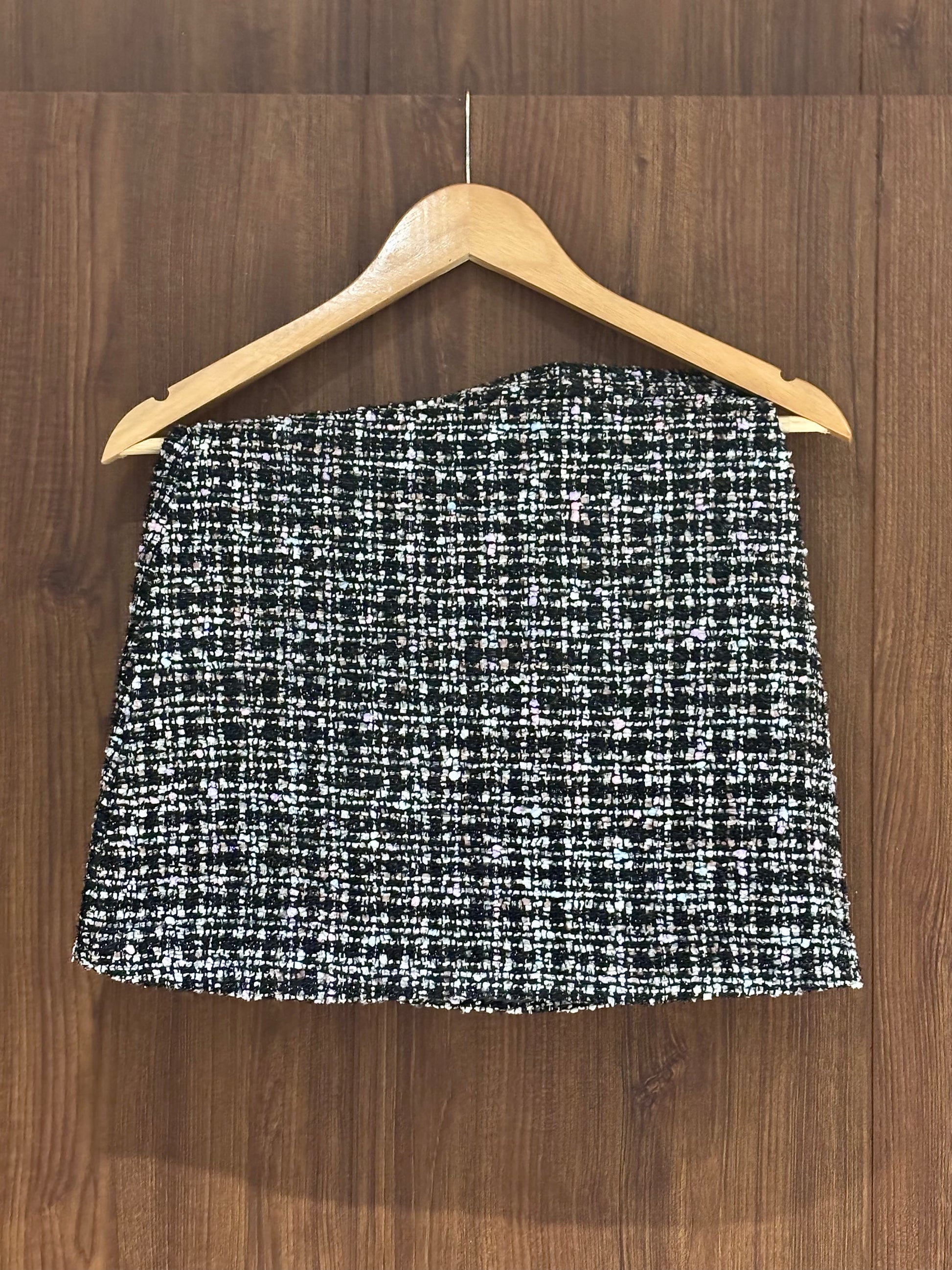 TWEED SKIRT - BLACK PINK