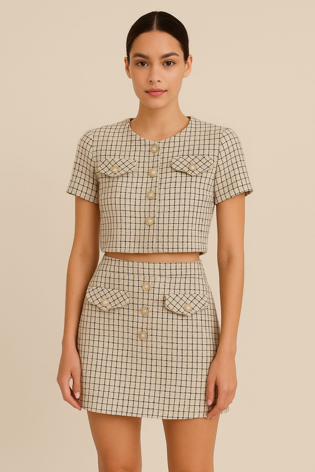 TWEED SKIRT - WHITE